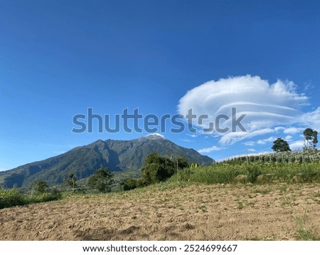Lenticular clouds of Mount Merapi in the morning
