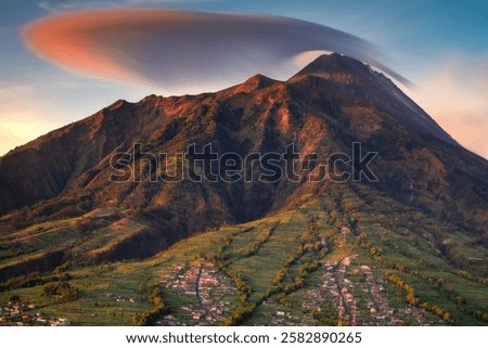 Lenticular clouds on Mount Merapi