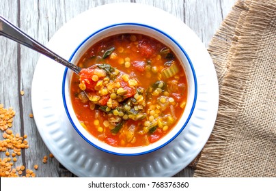 Lentil Soup in a Bowl 