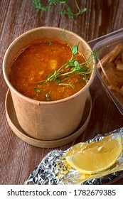 Lentil Soup On A Carton Box Take Away