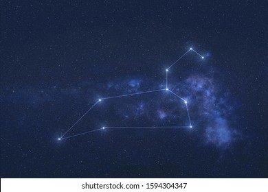 Leo Constellation stars in outer space. Zodiac Sign Leo constellation lines. Elements of this image were furnished by NASA  - Powered by Shutterstock