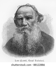 Leo Nikolayevich Tolstoy - Picture from Meyers Lexicon books written in German language. Collection of 21 volumes published  between 1905 and 1909.