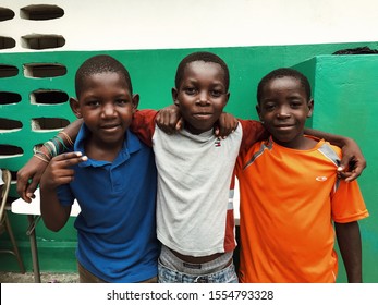 Leogane, Haiti - June 21 2017: Boys in summer