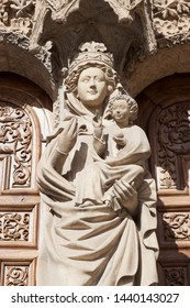 Leon Cathedral Main Facade, Spain. White V. Mary Portal