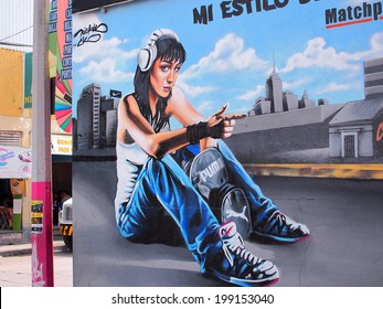 LEON, MEXICO - OCTOBER 12, 2013: Artistic Graffiti Or Street Art By Unknown Artists In The City Of Leon, State Of Guanajuato.  Leon Is The Capital Of Shoemaking Industry In Mexico.  