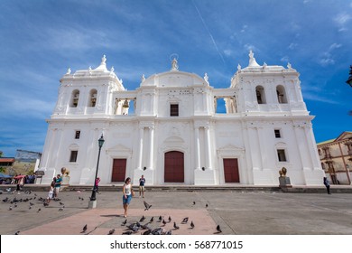 Leon, Nicaragua - January 3, 2017: León has the best colonial architecture. It is a university town that stubbornly remains somewhat pro-Sandinista.UNESCO World Heritage Site of Nicaragua .