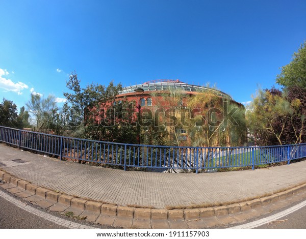 Leon, Spain - September 5, 2020: León Arena, also\
known locally as Plaza de Toros de León. The arena opened in 1948\
as a bullring, but in 2000 it was covered, becoming a modern indoor\
arena.