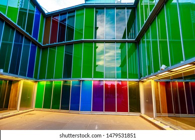LEON, SPAIN-SEP 02: Facade of MUSAC. Contemporary Art Museum of Castilla y Leon. Contemporary building opened in 2005. View of colorful facade  on Sep 02, 2010, in Leon, Spain