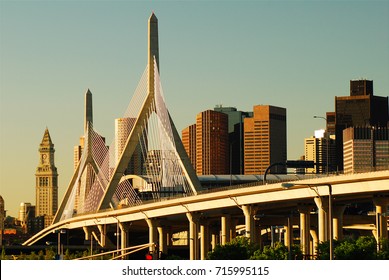 The Leonard P Zakim Bridge is a modern cable stayed bridge carrying I-93 over the Charles River in Boston.