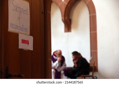 Leonhardskirche.   European Youth Meeting Of Taize In Basel.  Sacrament Of Reconciliation.  Basel. Switzerland.  12-30-2017