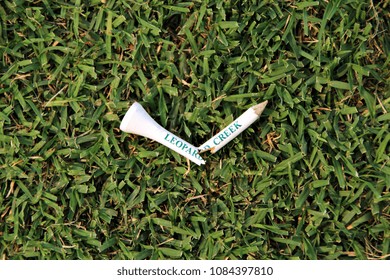 LEOPARD CREEK, SOUTH AFRICA - 2 MAY 2018: A Broken Golf Tee At Leopard Creek Country Club. This Ultra Exclusive Golf Course And Private Estate Is The Brainchild Of Magnate Johann Rupert. Editorial.