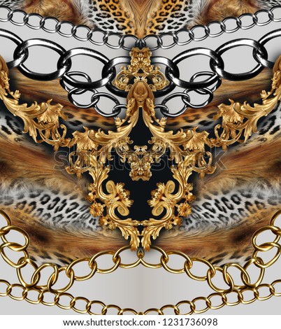  leopard skin and golden chain golden baroque