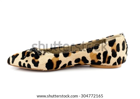 Leopard women shoe isolated on white background.