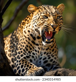 Leopard's Grace: Roaring from Above