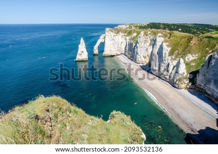Les falaises in Etretat normandy france, The cliffs in etretat normandy france