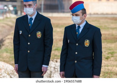 Les Milles, France - 01 27 2021: Students From The Aix-en-Provence Military High School Take Part In The Holocaust Remembrance Ceremony At Camps Des Milles 