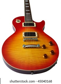 Les Paul electric guitar in Cherry sunburst colour isolated on white background.