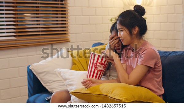 Lesbian Lgbt Women Couple Watching Movie Stock Photo Edit Now 1482657515