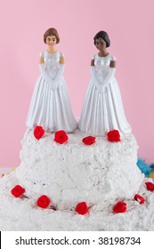 Lesbian Wedding Couple On Top Of The Cake