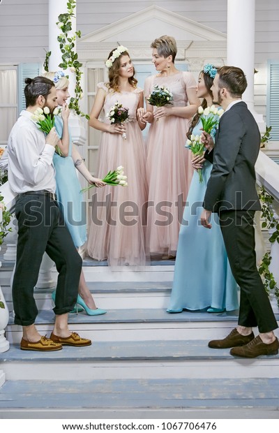 Lesbian Wedding Two Brides Light Pink Stock Photo Edit Now