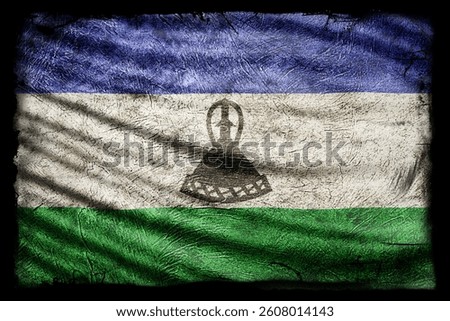Lesotho Flag, Grunge Texture Background