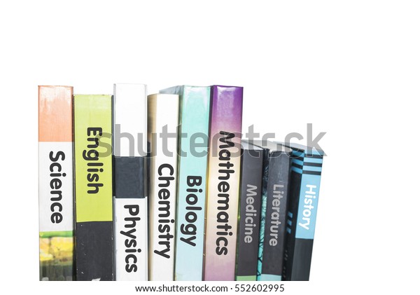 Lesson Books Stacked Word Literature Science Stock Photo (Edit Now ...