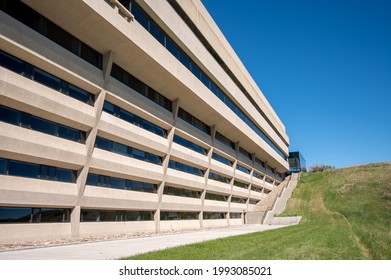 Lethbridge, Alberta - June 13, 2021:   Facade of buildings at the University of Lethbridge.