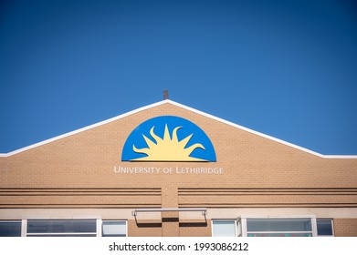 Lethbridge, Alberta - June 13, 2021: Logo on a building at the University of Lethbridge.