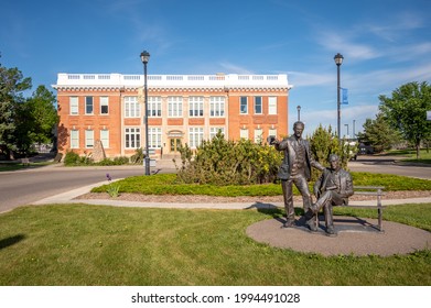 Lethbridge, Alberta - June 13, 2021: The exterior facade and grounds of the Galt Museum in Lethbridge.