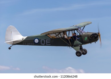 Lethbridge, Australia - November 23, 2014: Piper J-3C-65 Cub (Piper L-4 Grasshopper) Single Engine Light Aircraft In The Markings Of No.4 Squadron Royal Australian Air Force (RAAF).