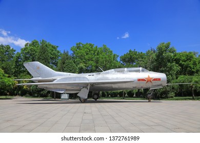 Leting County - May 14, 2017: Retired Fighter Jets From The Chinese Air Force Are In The Park, Leting County, Hebei Province, China.