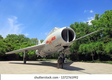 Leting County - May 14, 2017: Retired Fighter Jets From The Chinese Air Force Are In The Park, Leting County, Hebei Province, China.