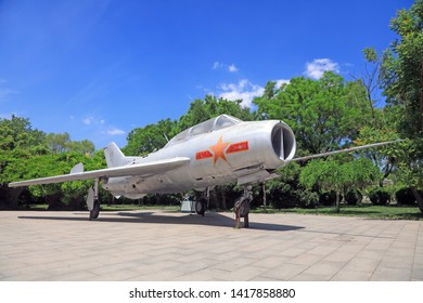 Leting County - May 14, 2017: Retired Fighter Jets From The Chinese Air Force Are In The Park, Leting County, Hebei Province, China.