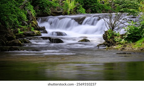 Letort Spring Run falls as it flows toward the mouth of the