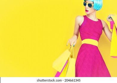 Let's Go Shopping.  Glamorous Fashion Lady