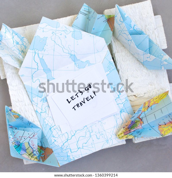 lets go travel text words, envelope, maps,\
vacation, countries\
adventure