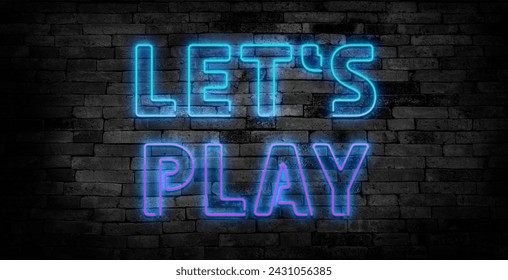 Let's Play neon sign. Glowing neon lettering Gaming template. - Powered by Shutterstock