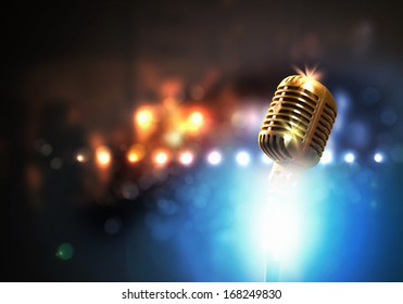 Let's sing! Stylish retro microphone on a colored background - Powered by Shutterstock