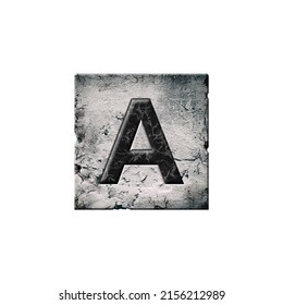 Letter A. Alphabet on stone blocks. Isolated on white background. Education. Design element.