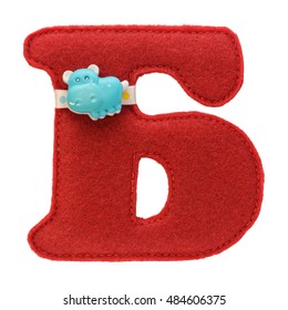 Letter Of The Alphabet Made Of Felt Isolated On White. Cyrillic (Russian) Alphabet. Font For Children With Educational Pictures