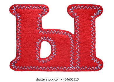 Letter Of The Alphabet Made Of Felt Isolated On White. Cyrillic (Russian) Alphabet. Font For Children With Educational Pictures