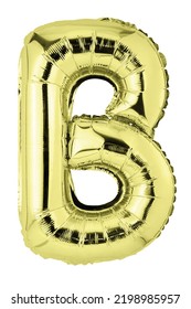 Letter B In Gold Mylar Balloon Isolated On White