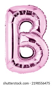 Letter B In Pink Mylar Balloon Isolated On White