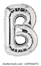 Letter B In Silver Mylar Balloon Isolated On White