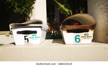 Letter Box In Australia With A No Junk Mail Notice Attached.