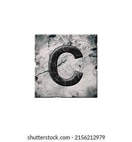 Letter C. Alphabet on stone blocks. Isolated on white background. Education. Design element.