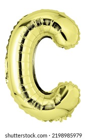 Letter C In Gold Mylar Balloon Isolated On White