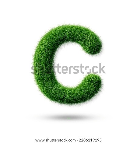 A letter c with grass on a white background, eco text effect, isolated letter with grass effect high quality