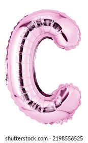 Letter C In Pink Mylar Balloon Isolated On White