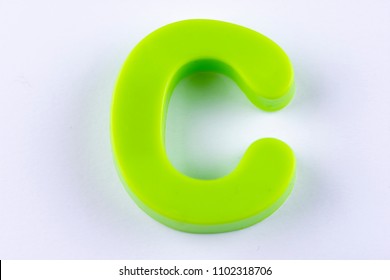 letter C uppercase alphabet isolated made of plastic on white background with shadows